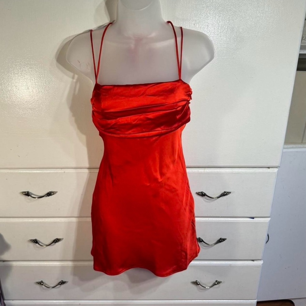 Princess Polly Allery Red Satin Mini Dress with Adjustable Straps
